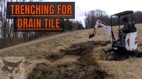 Trenching For Drain Tile With Mini Excavator 